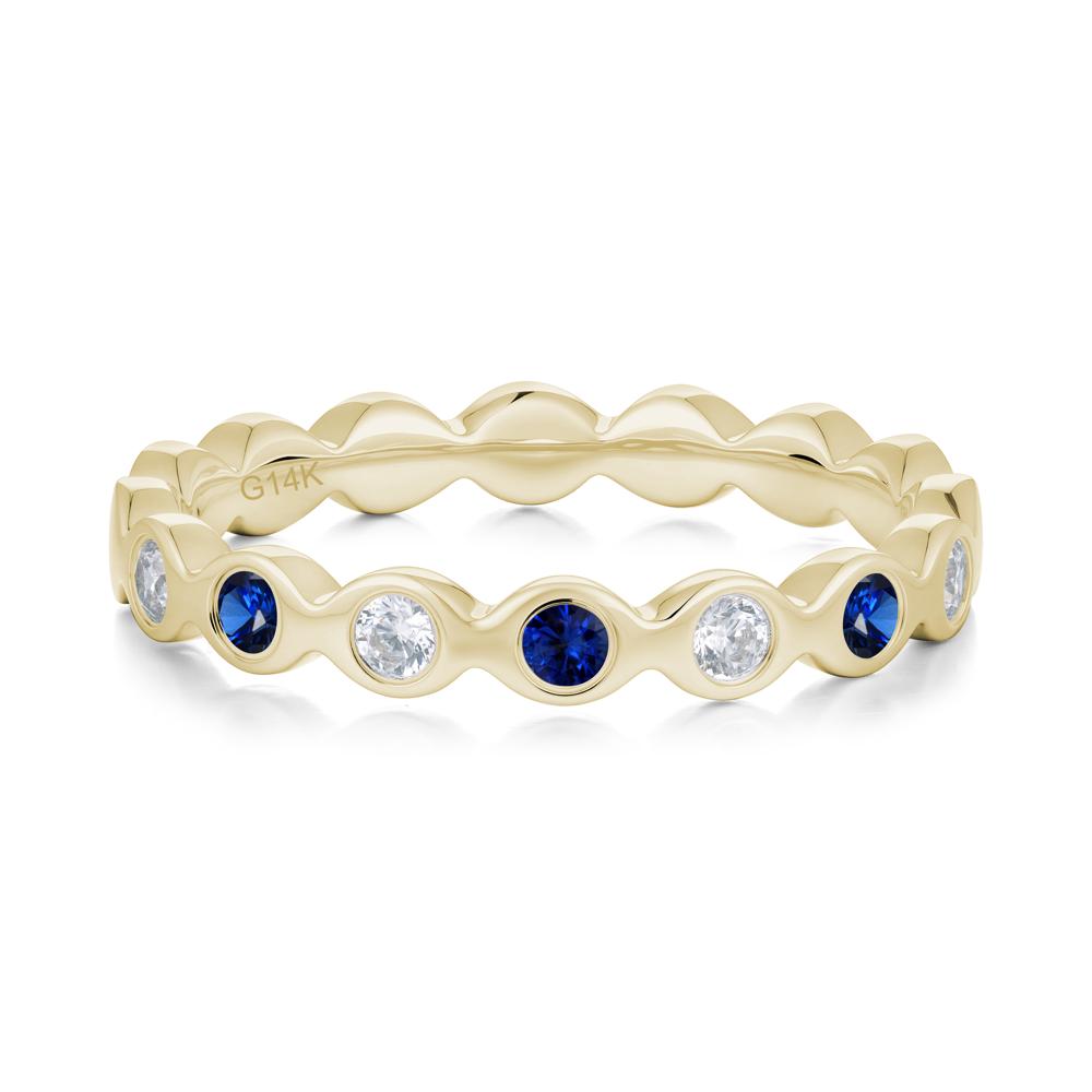 Round Cubic Zirconia and Sapphire Eternity Band Ring - LUO Jewelry #metal_14k yellow gold