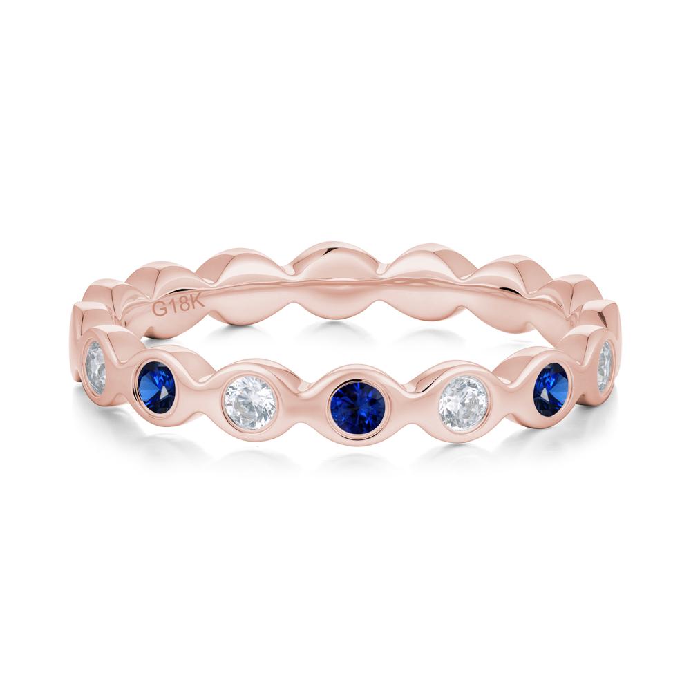 Round Cubic Zirconia and Sapphire Eternity Band Ring - LUO Jewelry #metal_18k rose gold