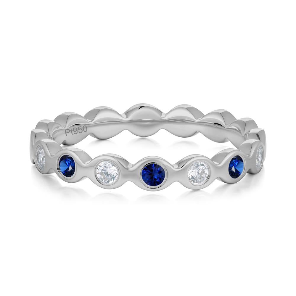 Round Cubic Zirconia and Sapphire Eternity Band Ring - LUO Jewelry #metal_platinum