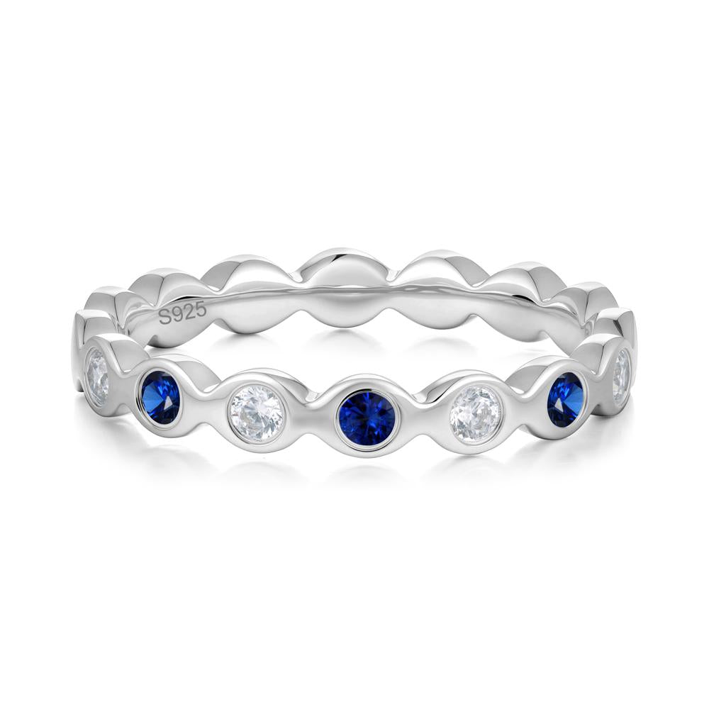 Round Cubic Zirconia and Sapphire Eternity Band Ring - LUO Jewelry #metal_sterling silver