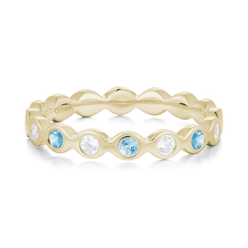 Round Swiss Blue Topaz and Cubic Zirconia Eternity Band Ring - LUO Jewelry #metal_14k yellow gold