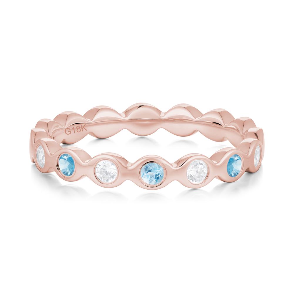 Round Swiss Blue Topaz and Cubic Zirconia Eternity Band Ring - LUO Jewelry #metal_18k rose gold