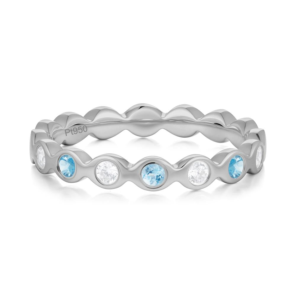 Round Swiss Blue Topaz and Cubic Zirconia Eternity Band Ring - LUO Jewelry #metal_platinum
