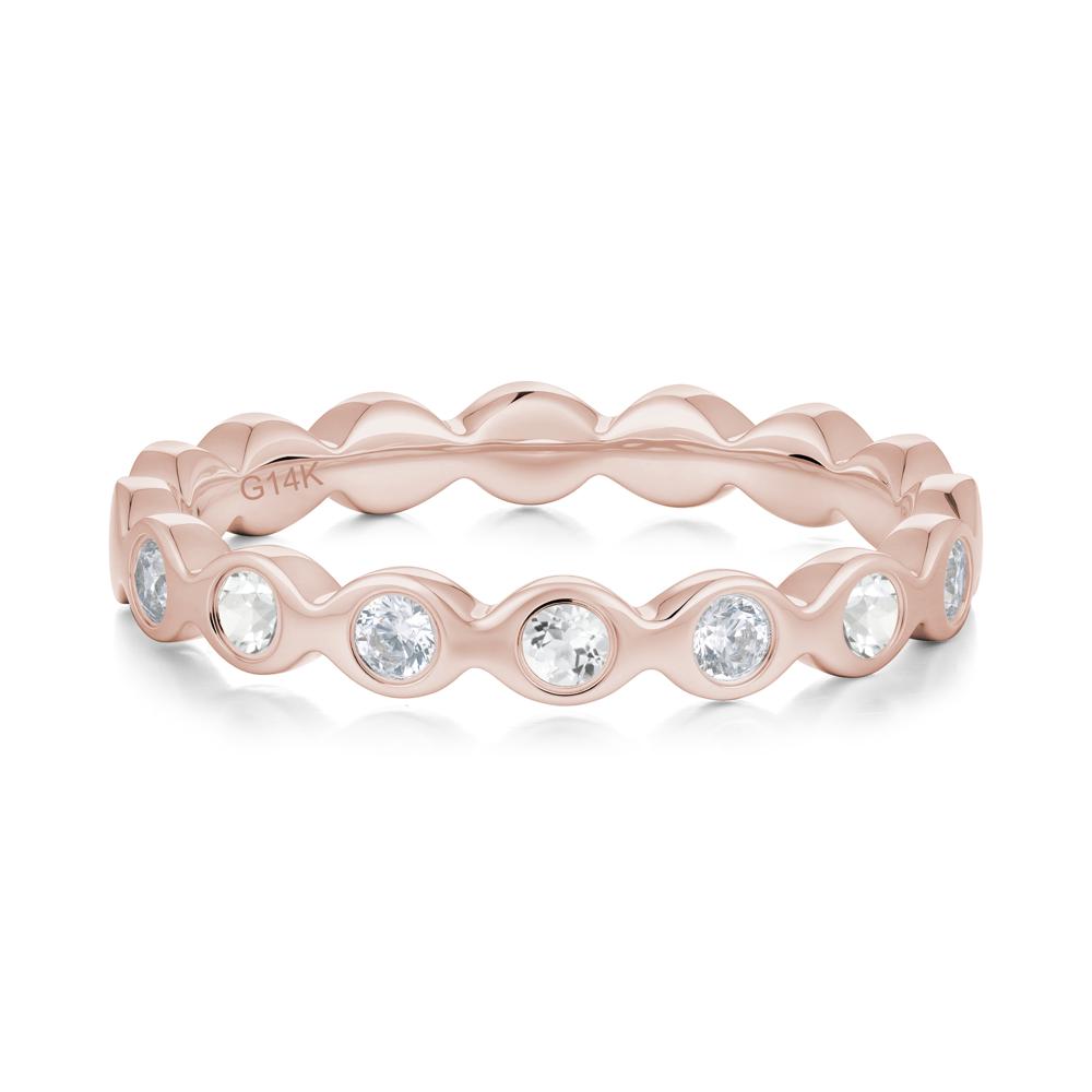 Round Cubic Zirconia and White Topaz Eternity Band Ring - LUO Jewelry #metal_14k rose gold