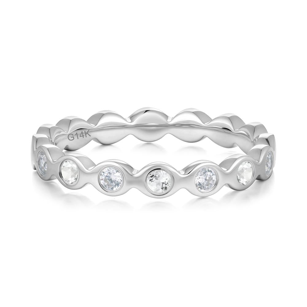 Round Cubic Zirconia and White Topaz Eternity Band Ring - LUO Jewelry #metal_14k white gold