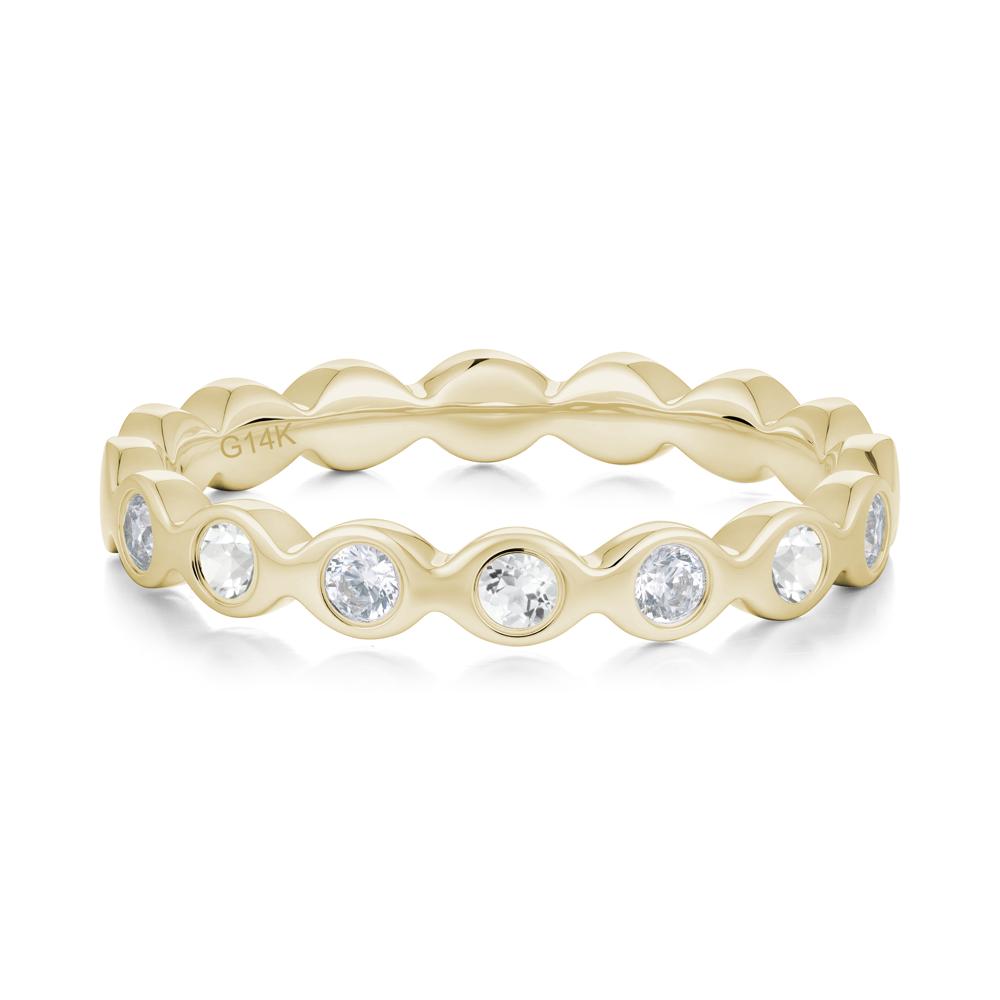 Round Cubic Zirconia and White Topaz Eternity Band Ring - LUO Jewelry #metal_14k yellow gold