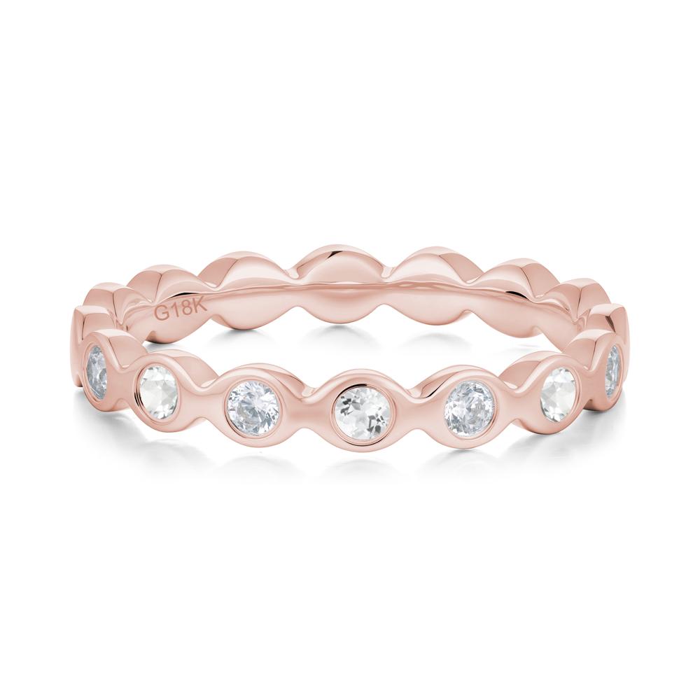 Round Cubic Zirconia and White Topaz Eternity Band Ring - LUO Jewelry #metal_18k rose gold