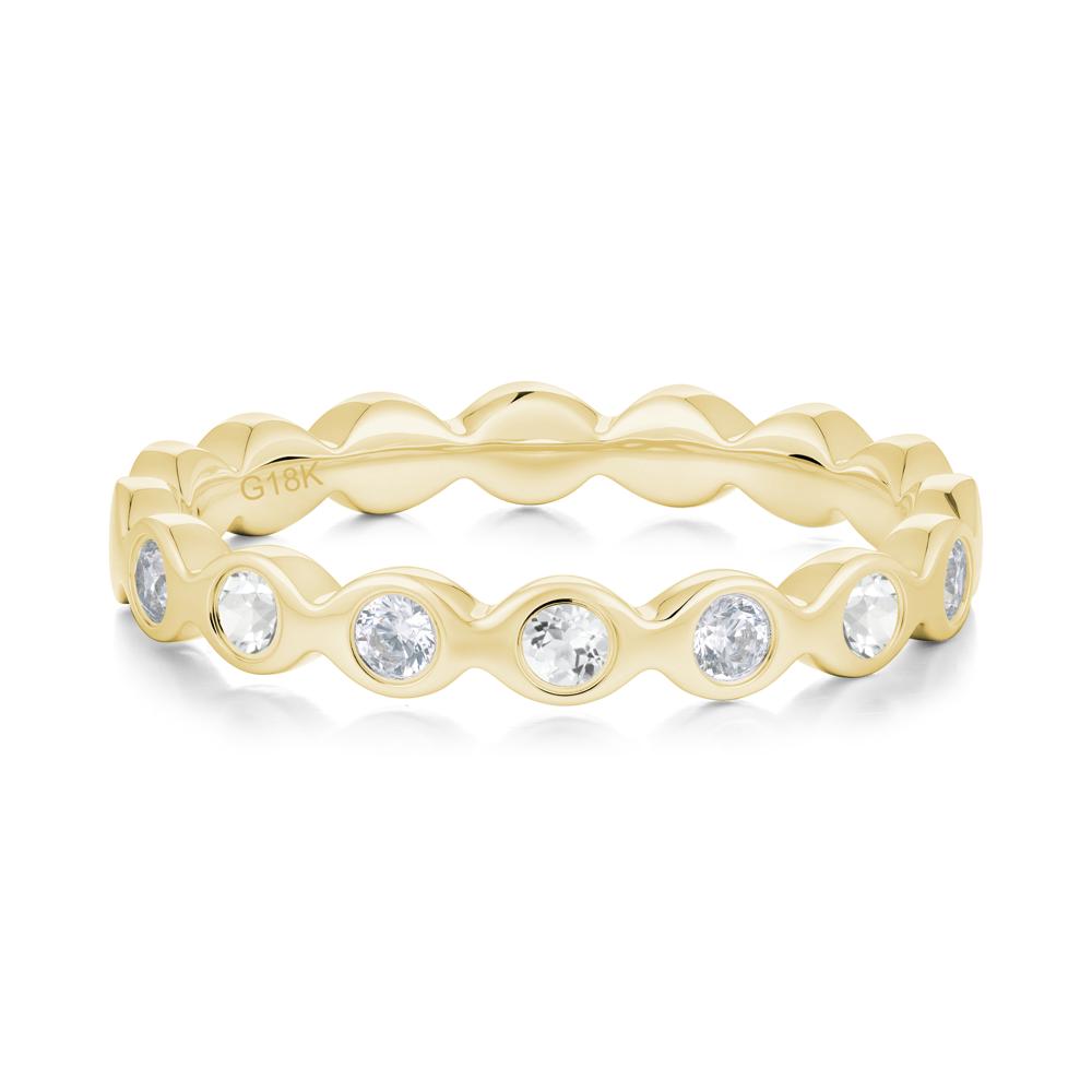 Round Cubic Zirconia and White Topaz Eternity Band Ring - LUO Jewelry #metal_18k yellow gold