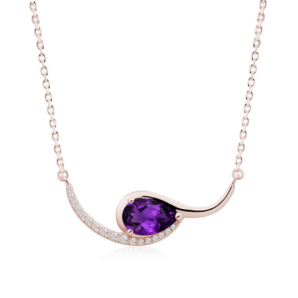 Swirl Pear Shaped Amethyst Necklace - LUO Jewelry #metal_14k rose gold