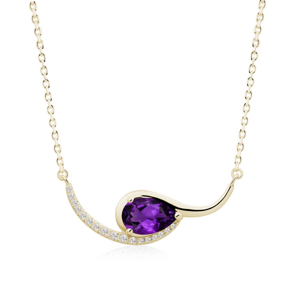 Swirl Pear Shaped Amethyst Necklace - LUO Jewelry #metal_14k yellow gold