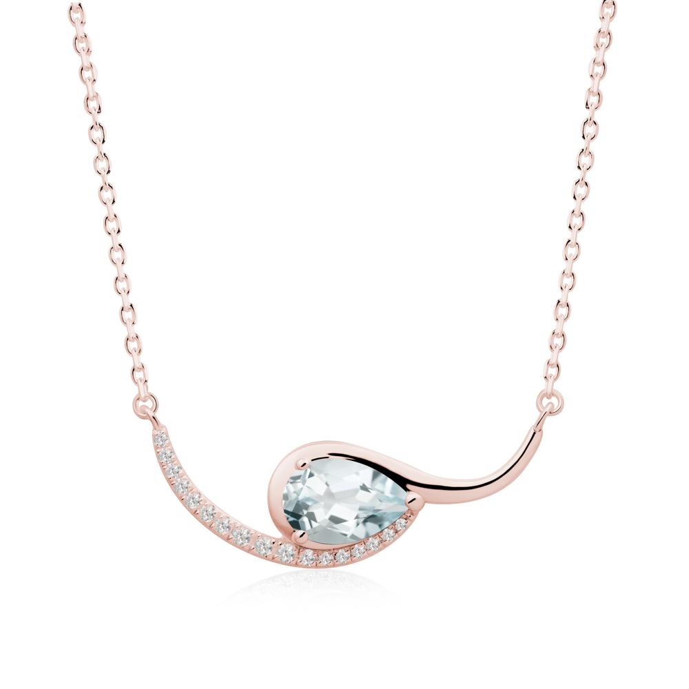 Swirl Pear Shaped Aquamarine Necklace - LUO Jewelry #metal_18k rose gold