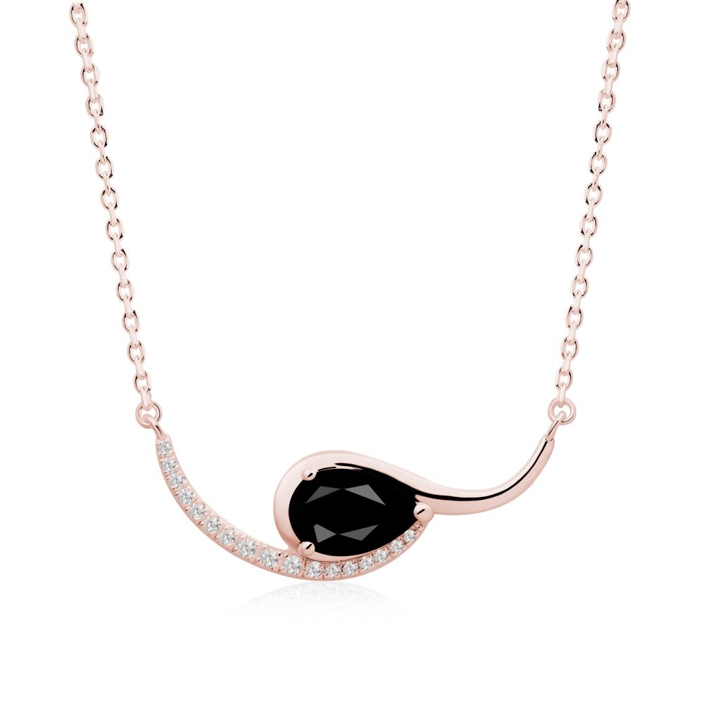 Swirl Pear Shaped Black Spinel Necklace - LUO Jewelry #metal_18k rose gold