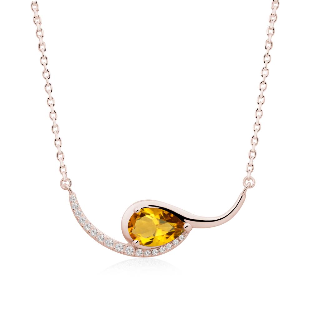 Swirl Pear Shaped Citrine Necklace - LUO Jewelry #metal_14k rose gold