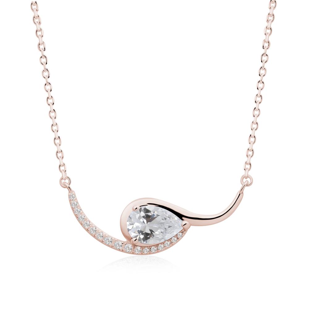 Swirl Pear Shaped Cubic Zirconia Necklace - LUO Jewelry #metal_14k rose gold