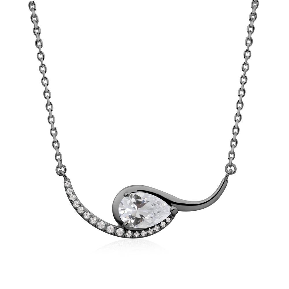 Swirl Pear Shaped Cubic Zirconia Necklace - LUO Jewelry #metal_black finish sterling silver