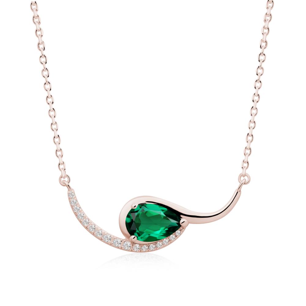 Swirl Pear Shaped Emerald Necklace - LUO Jewelry #metal_14k rose gold