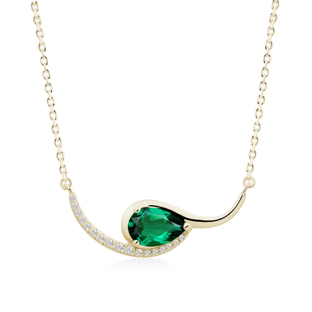 Swirl Pear Shaped Emerald Necklace - LUO Jewelry #metal_14k yellow gold