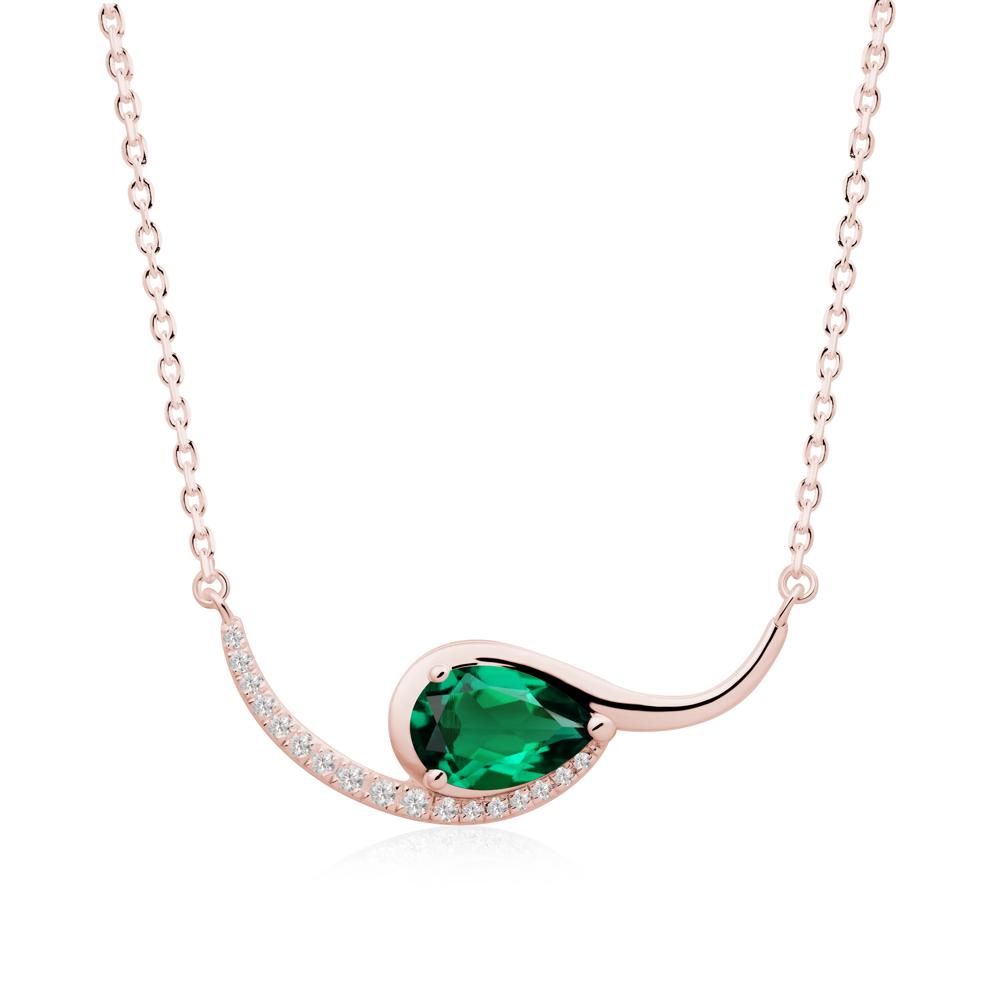 Swirl Pear Shaped Emerald Necklace - LUO Jewelry #metal_18k rose gold