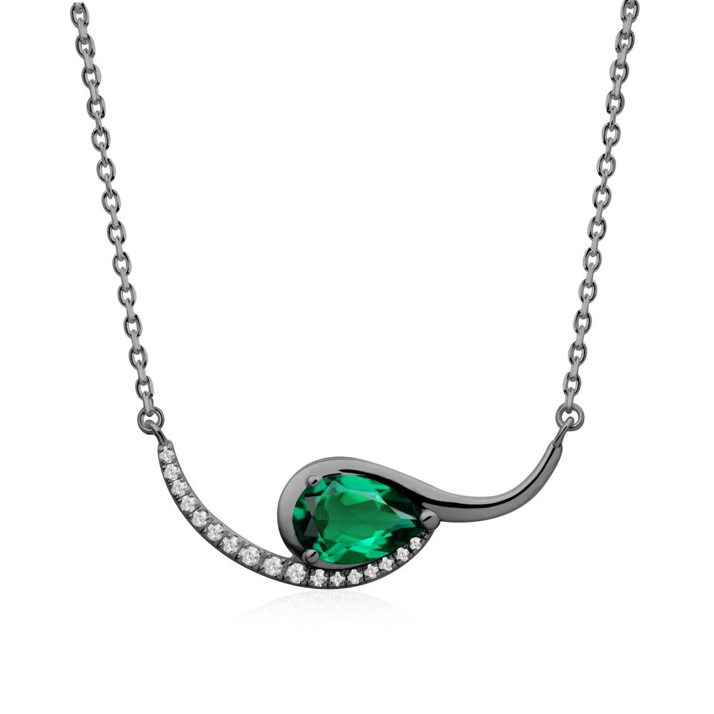 Swirl Pear Shaped Emerald Necklace - LUO Jewelry #metal_black finish sterling silver