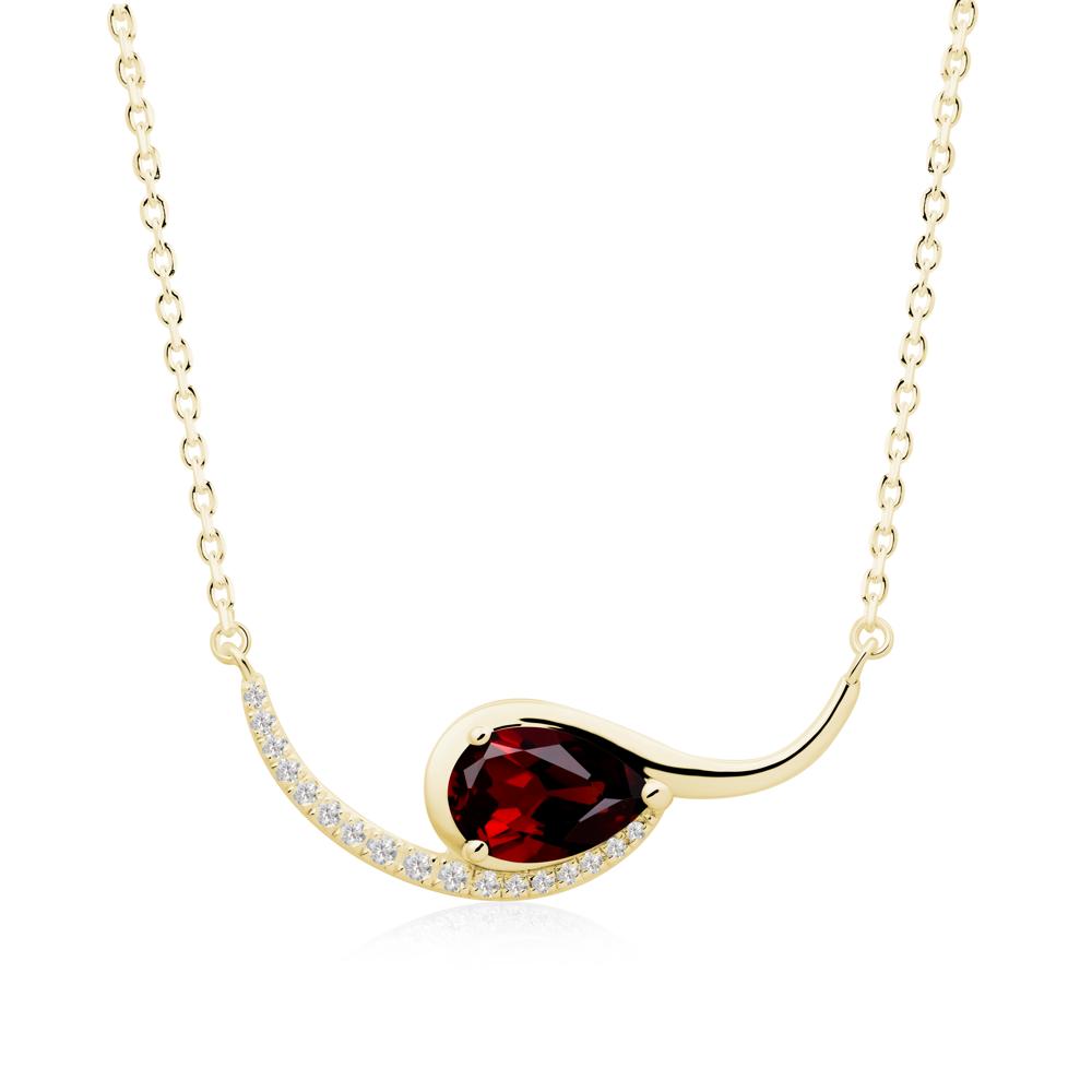 Swirl Pear Shaped Garnet Necklace - LUO Jewelry #metal_18k yellow gold