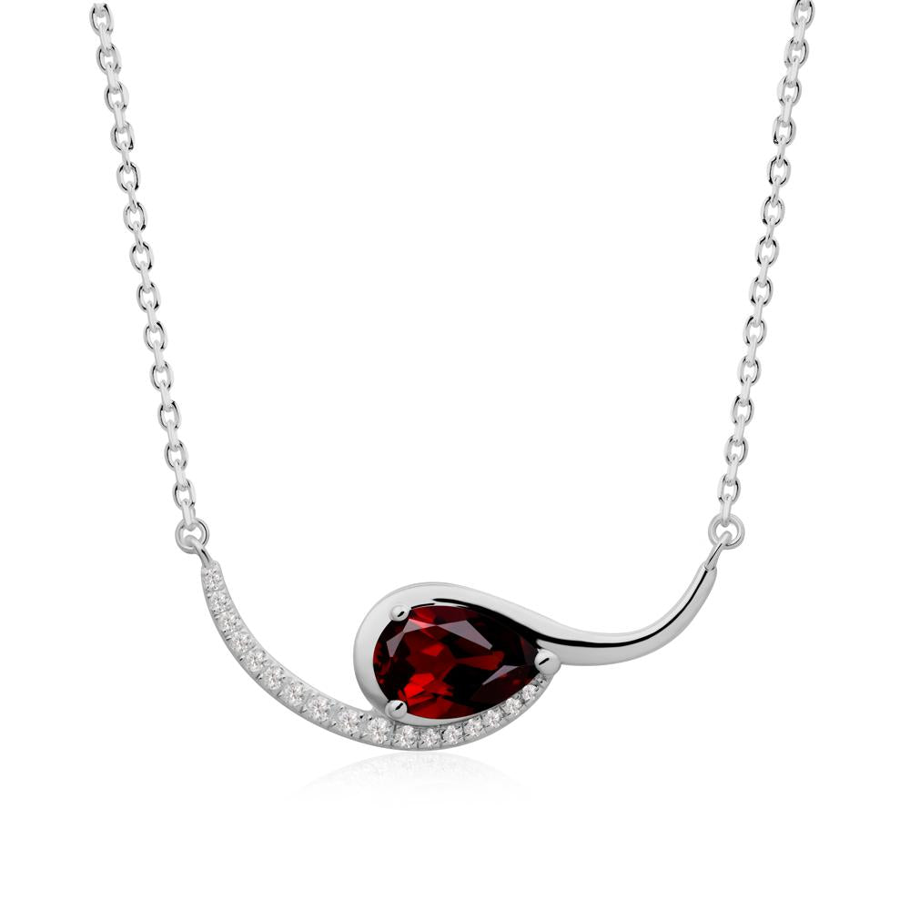Swirl Pear Shaped Garnet Necklace - LUO Jewelry #metal_platinum