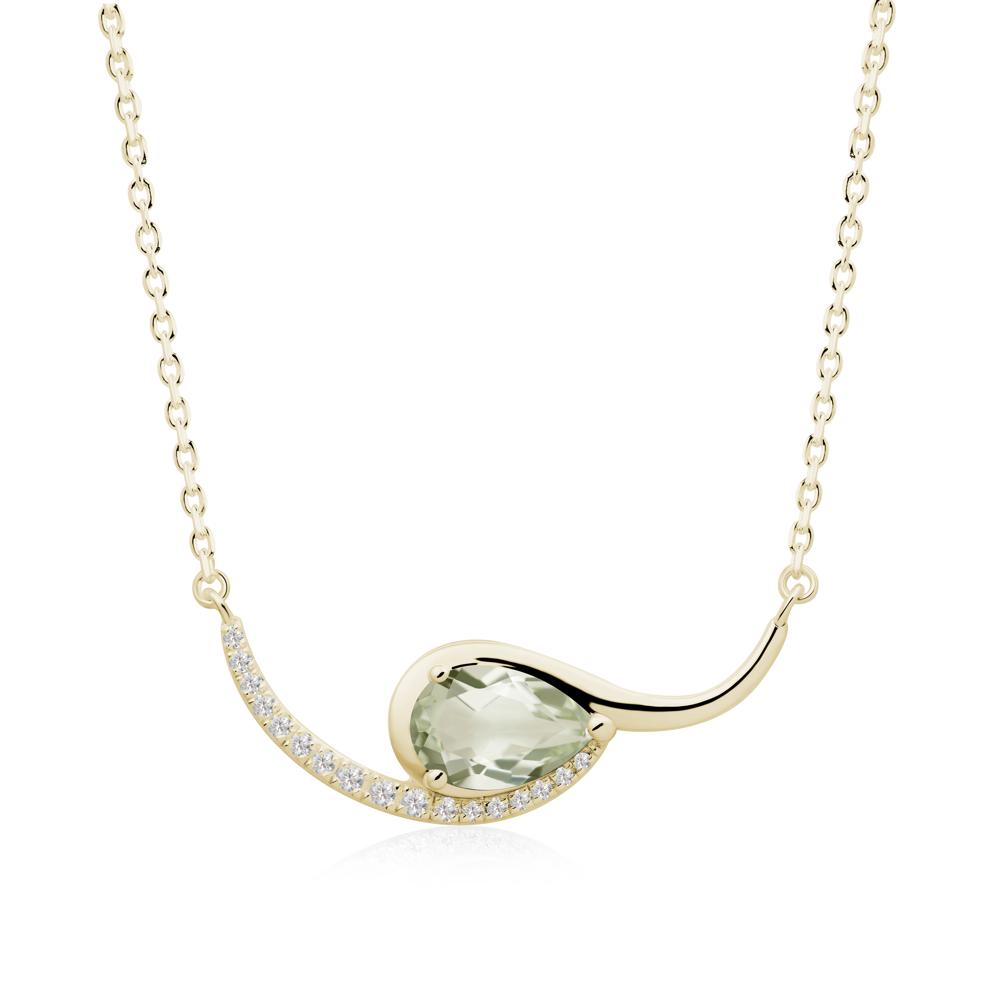 Swirl Pear Shaped Green Amethyst Necklace - LUO Jewelry #metal_14k yellow gold