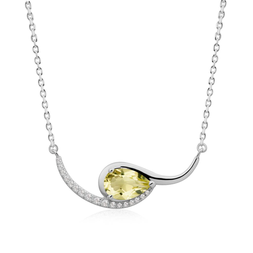 Swirl Pear Shaped Lemon Quartz Necklace - LUO Jewelry #metal_platinum