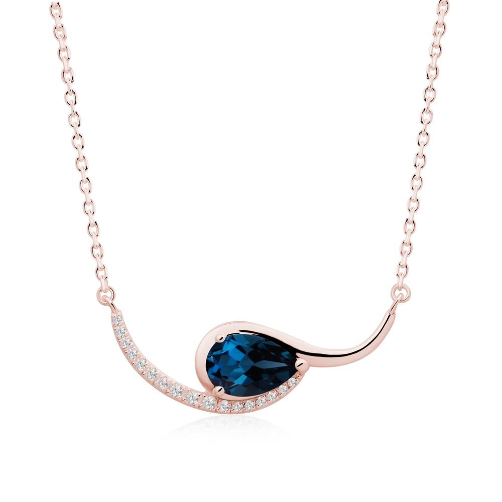 Swirl Pear Shaped London Blue Topaz Necklace - LUO Jewelry #metal_18k rose gold