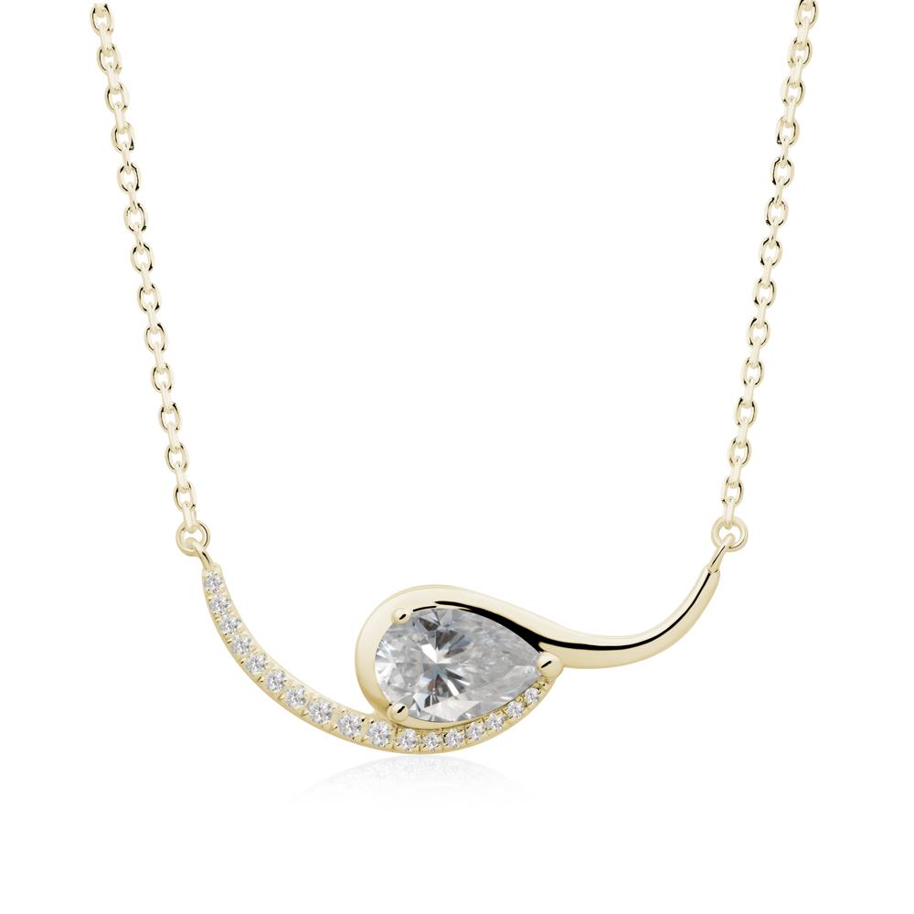 Swirl Pear Shaped Moissanite Necklace - LUO Jewelry #metal_14k yellow gold