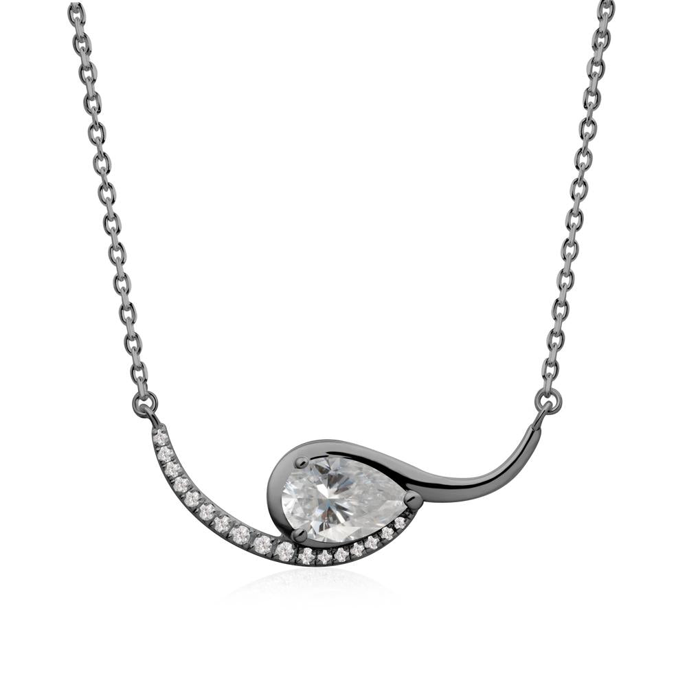 Swirl Pear Shaped Moissanite Necklace - LUO Jewelry #metal_black finish sterling silver