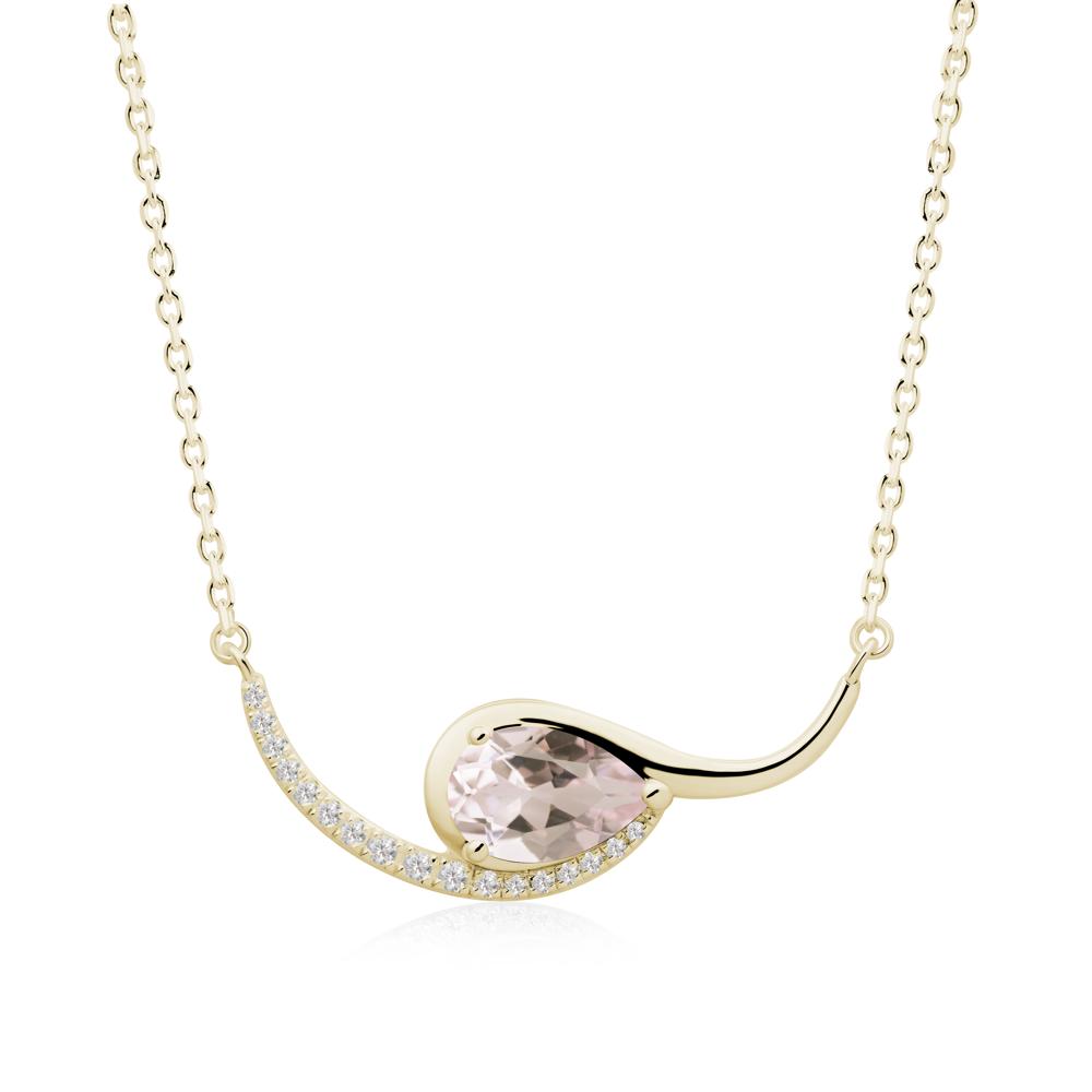 Swirl Pear Shaped Morganite Necklace - LUO Jewelry #metal_14k yellow gold