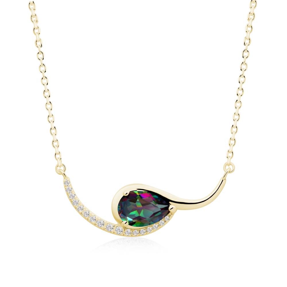 Swirl Pear Shaped Mystic Topaz Necklace - LUO Jewelry #metal_18k yellow gold