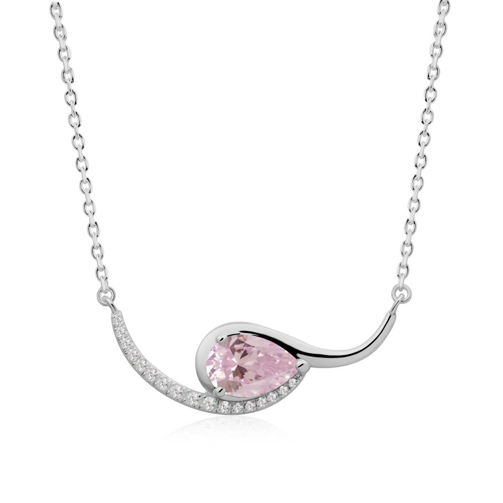 Swirl Pear Shaped Pink Cubic Zirconia Necklace - LUO Jewelry #metal_platinum