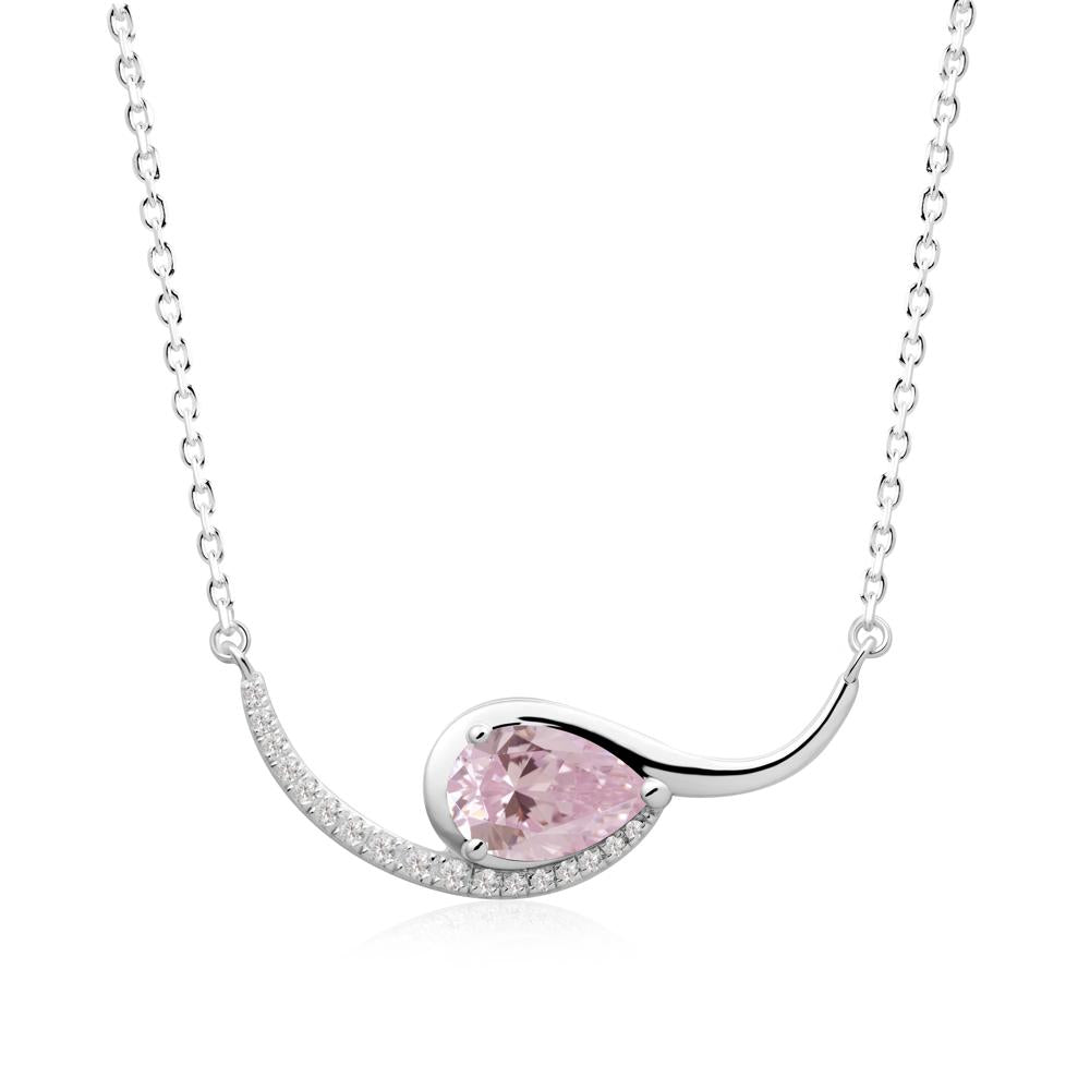 Swirl Pear Shaped Pink Cubic Zirconia Necklace - LUO Jewelry #metal_sterling silver