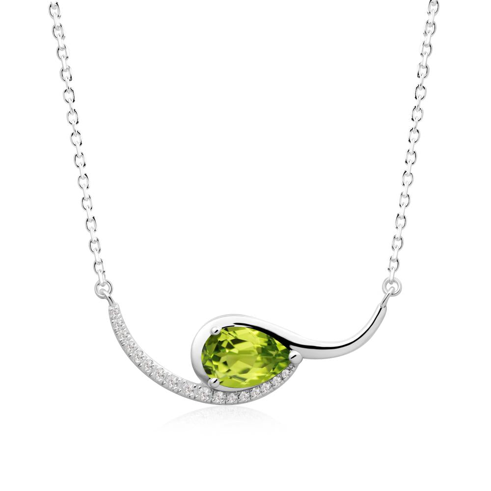 Swirl Pear Shaped Peridot Necklace - LUO Jewelry #metal_18k white gold