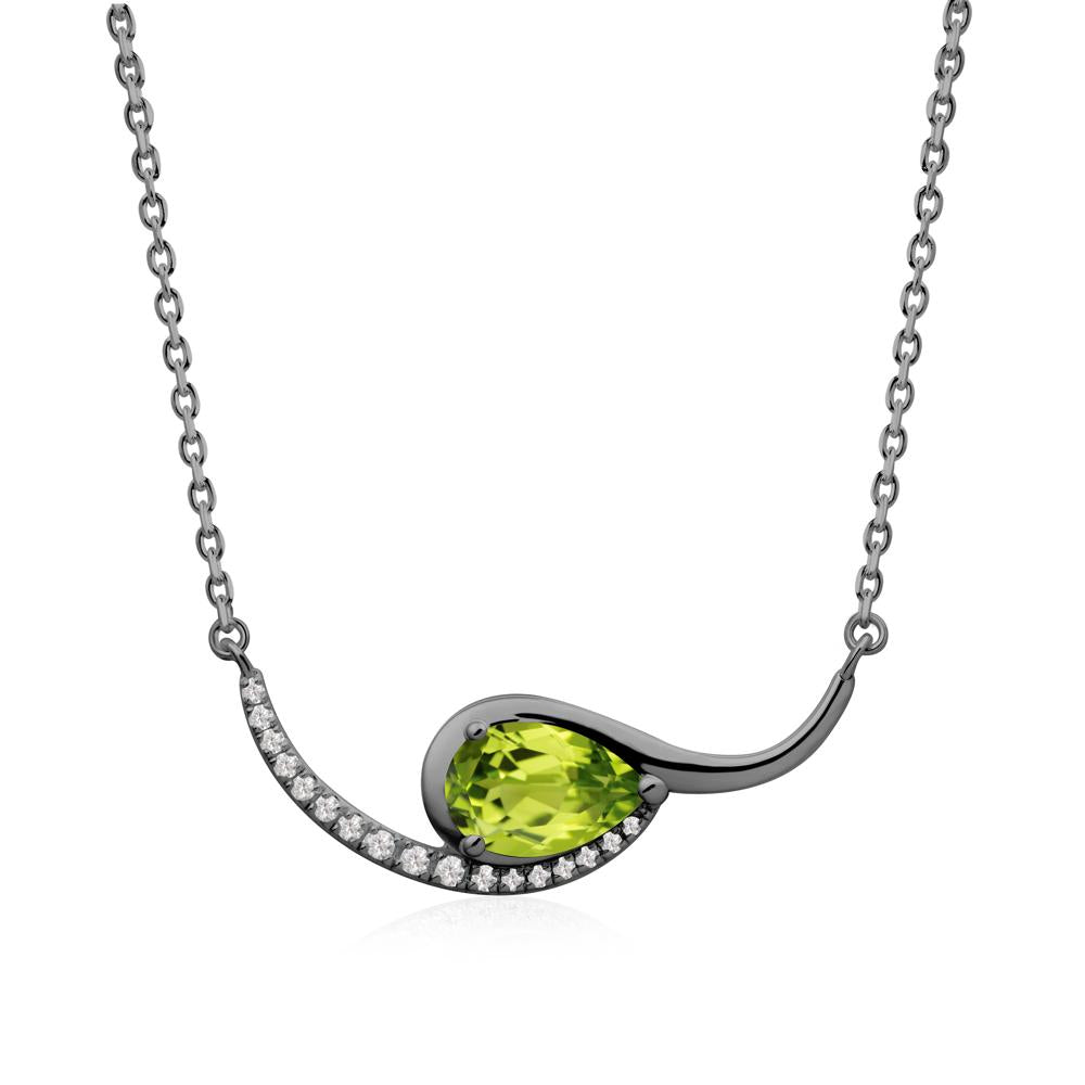 Swirl Pear Shaped Peridot Necklace - LUO Jewelry #metal_black finish sterling silver