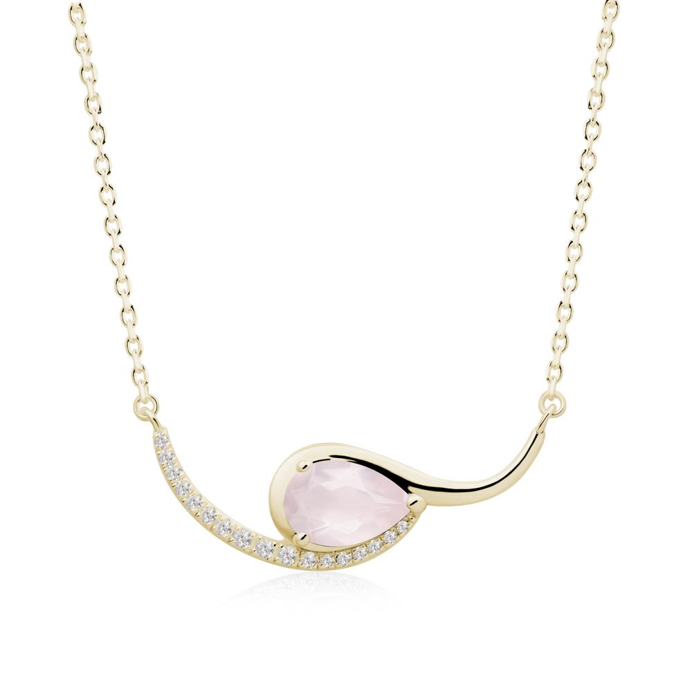 Swirl Pear Shaped Rose Quartz Necklace - LUO Jewelry #metal_14k yellow gold