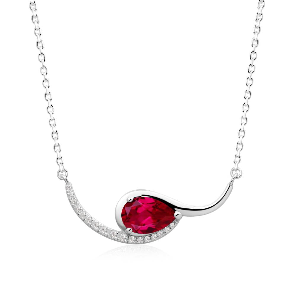 Swirl Pear Shaped Ruby Necklace - LUO Jewelry #metal_18k white gold