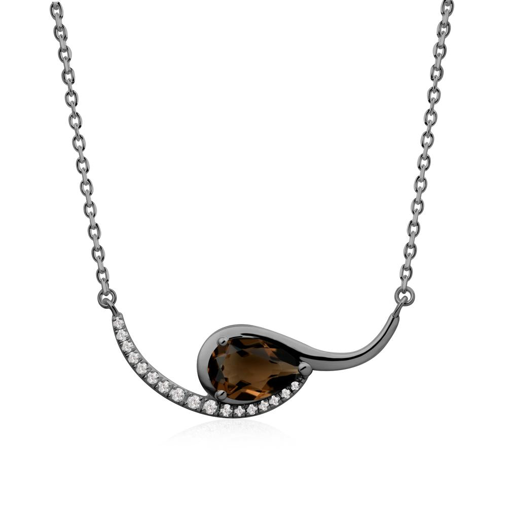 Swirl Pear Shaped Smoky Quartz Necklace - LUO Jewelry #metal_black finish sterling silver