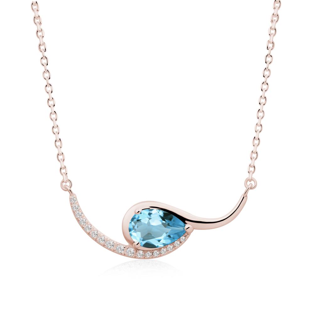 Swirl Pear Shaped Swiss Blue Topaz Necklace - LUO Jewelry #metal_14k rose gold