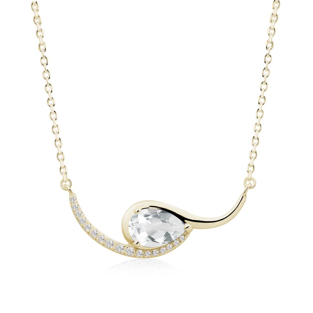 Swirl Pear Shaped White Topaz Necklace - LUO Jewelry #metal_14k yellow gold