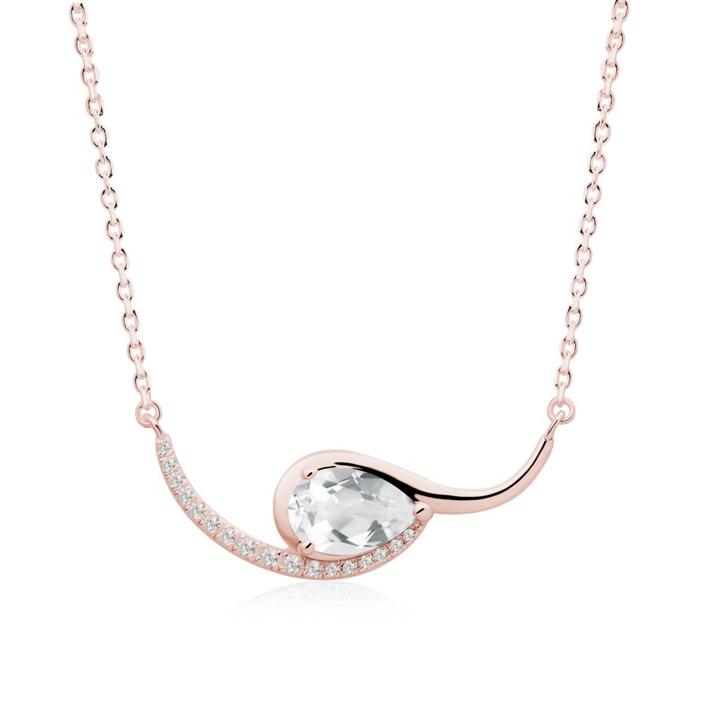 Swirl Pear Shaped White Topaz Necklace - LUO Jewelry #metal_18k rose gold