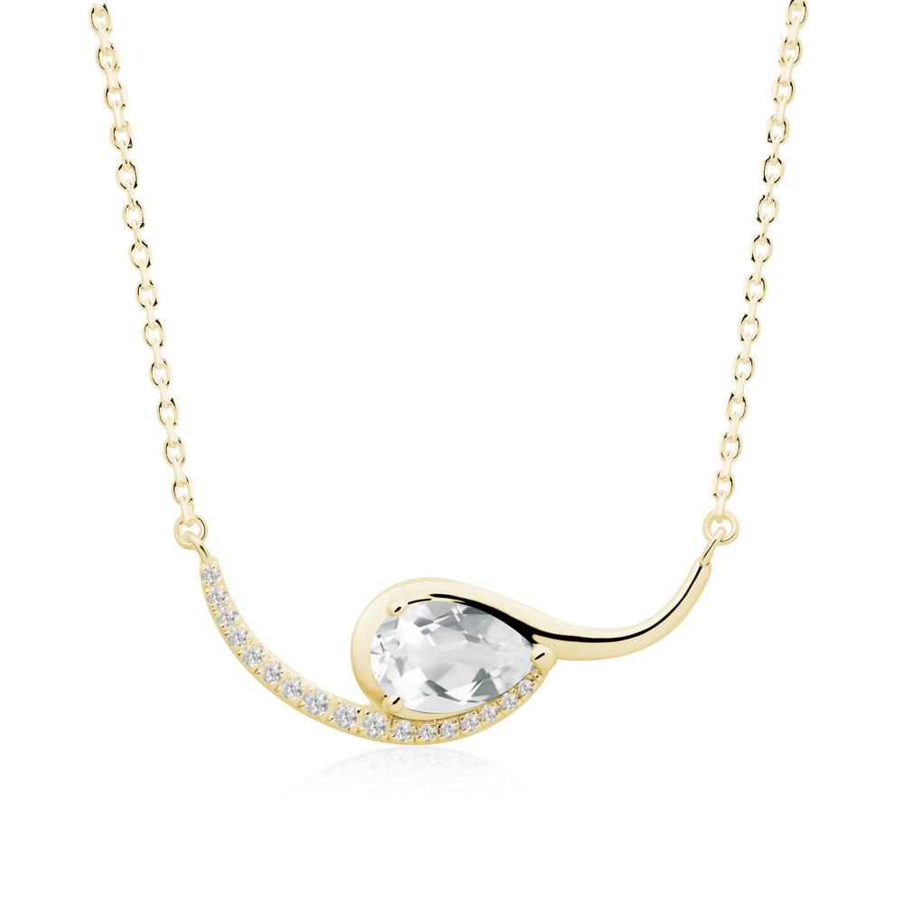 Swirl Pear Shaped White Topaz Necklace - LUO Jewelry #metal_18k yellow gold