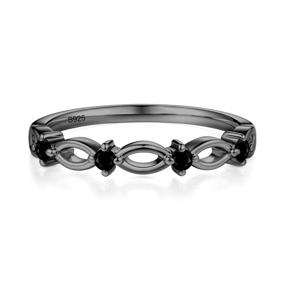 Marquise Black Spinel Stackable Ring - LUO Jewelry #metal_black finish sterling silver