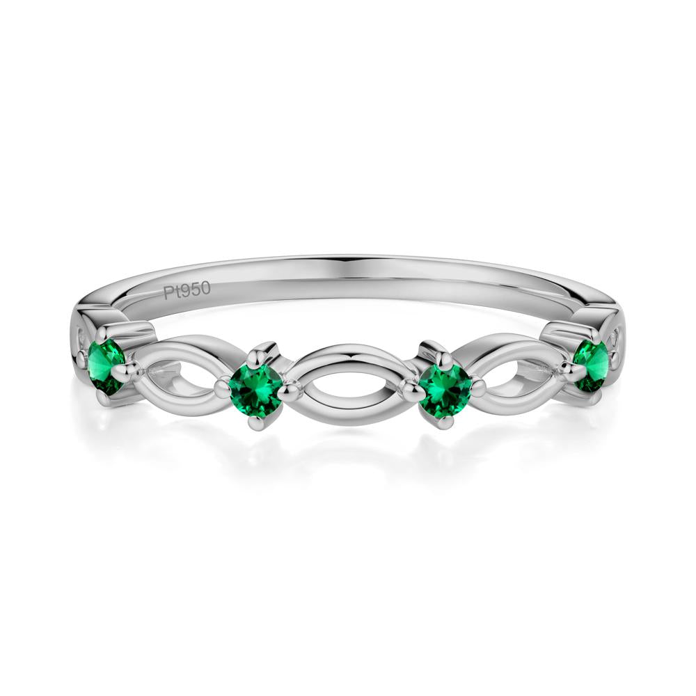 Round Cut Emerald Infinity Ring - LUO Jewelry #metal_platinum
