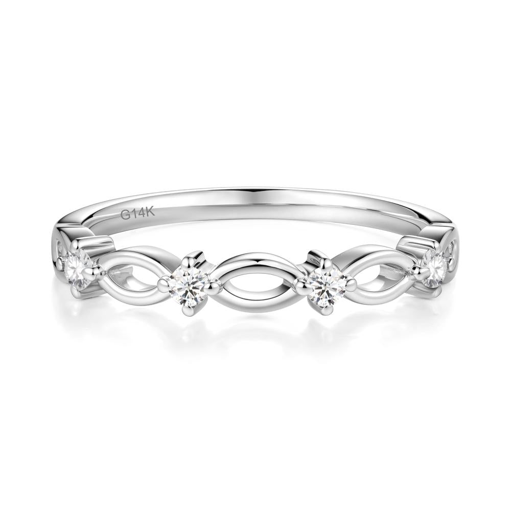 Round Cut Moissanite Infinity Ring - LUO Jewelry #metal_14k white gold