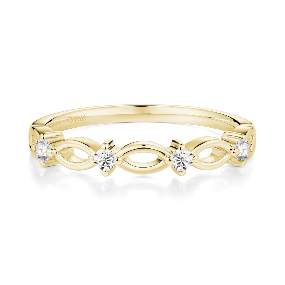 Round Cut Moissanite Infinity Ring - LUO Jewelry #metal_18k yellow gold