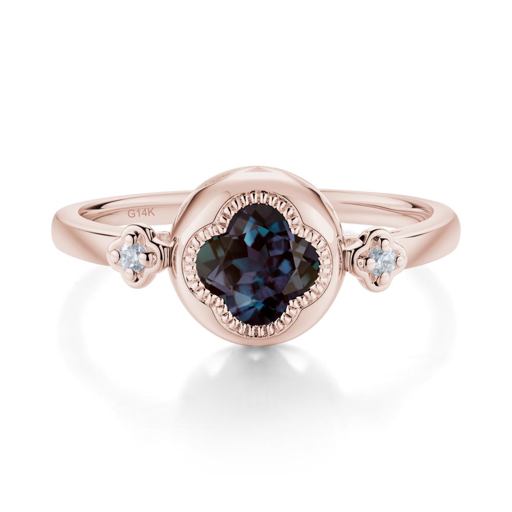 Milgrain Clover Cut Alexandrite Ring - LUO Jewelry #metal_14k rose gold