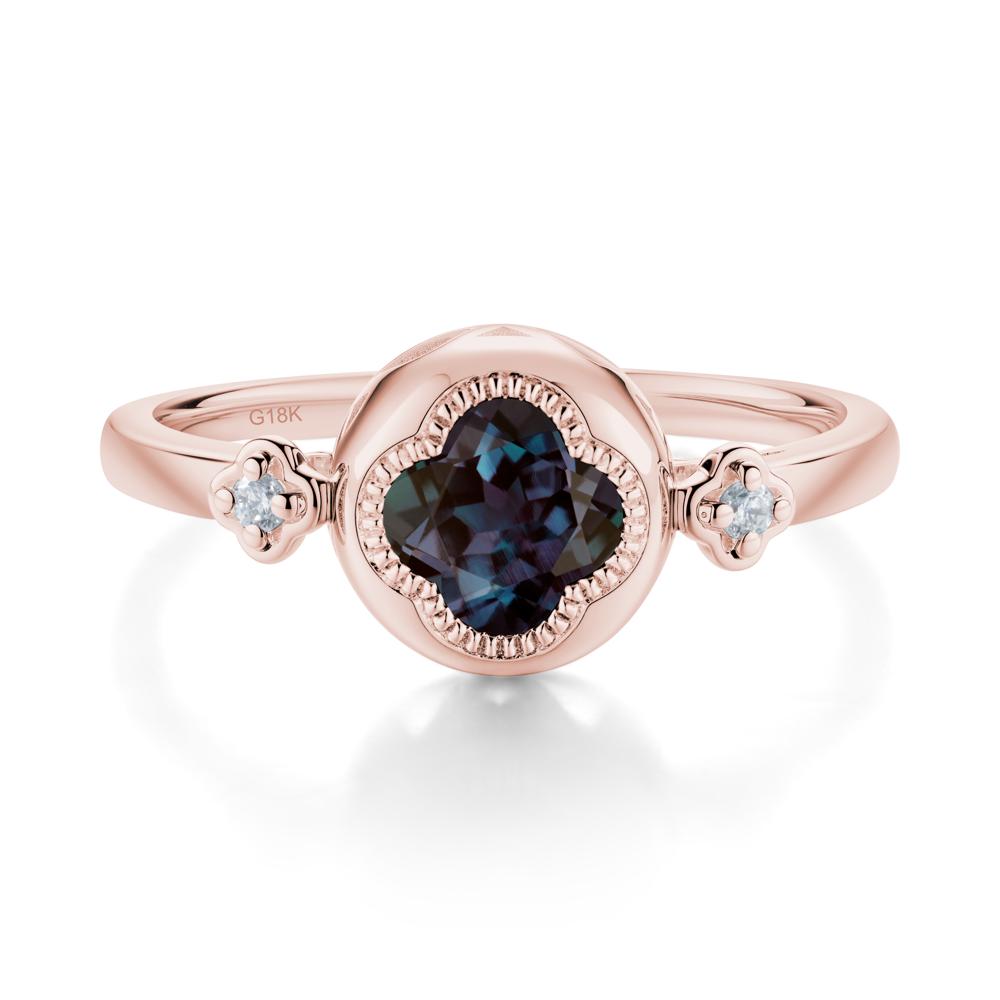 Milgrain Clover Cut Alexandrite Ring - LUO Jewelry #metal_18k rose gold