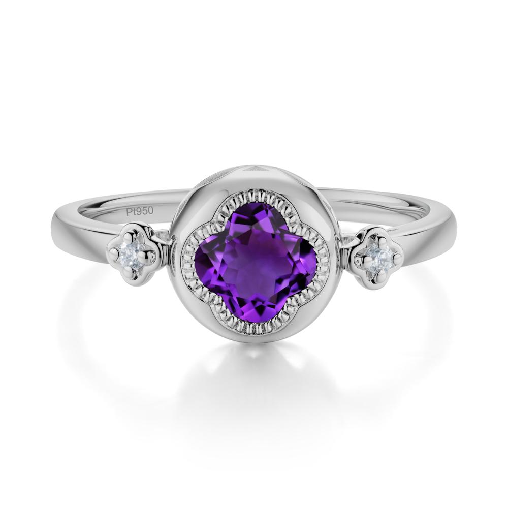 Milgrain Clover Cut Amethyst Ring - LUO Jewelry #metal_platinum